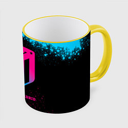 Кружка 3D Atletico Madrid - neon gradient, цвет: 3D-желтый кант