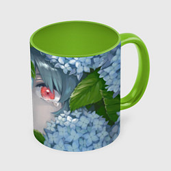 Кружка 3D Touhou Project Когаса Татара слёзы на глазах, цвет: 3D-белый + светло-зеленый