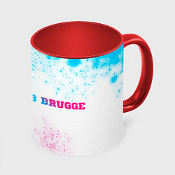 Кружка 3D Club Brugge neon gradient style по-горизонтали, цвет: 3D-белый + красный