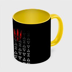 Кружка 3D Знаки начальной магии из The witcher, цвет: 3D-белый + желтый