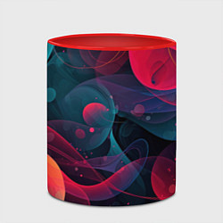 Кружка 3D Синие и розовые лепестки абстракции, цвет: 3D-белый + красный — фото 2