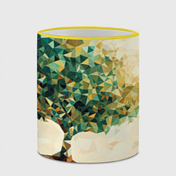 Кружка 3D Многоугольное дерево с листьями, цвет: 3D-желтый кант — фото 2