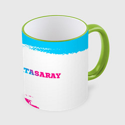 Кружка 3D Galatasaray neon gradient style по-горизонтали, цвет: 3D-светло-зеленый кант