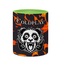 Кружка 3D Coldplay рок панда и огонь, цвет: 3D-белый + светло-зеленый — фото 2