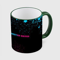 Кружка 3D Manchester United - neon gradient по-горизонтали, цвет: 3D-зеленый кант