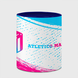 Кружка 3D Atletico Madrid neon gradient style по-горизонтали, цвет: 3D-белый + синий — фото 2