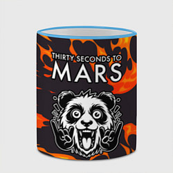 Кружка 3D Thirty Seconds to Mars рок панда и огонь, цвет: 3D-небесно-голубой кант — фото 2