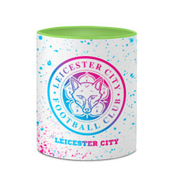Кружка 3D Leicester City neon gradient style, цвет: 3D-белый + светло-зеленый — фото 2