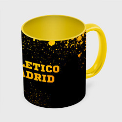 Кружка 3D Atletico Madrid - gold gradient по-горизонтали, цвет: 3D-белый + желтый