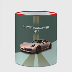 Кружка 3D Спортивный автомобиль Порше 911, цвет: 3D-красный кант — фото 2