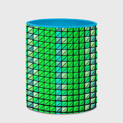 Кружка 3D Зелёные плитки и чёрная обводка, цвет: 3D-белый + небесно-голубой — фото 2
