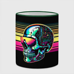 Кружка 3D Cyber skull - ai art fantasy, цвет: 3D-зеленый кант — фото 2