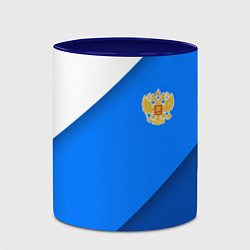 Кружка 3D Герб РФ - синии полосы, цвет: 3D-белый + синий — фото 2