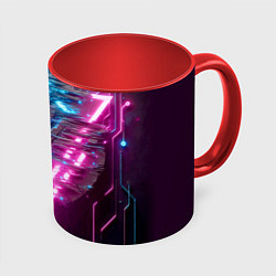 Кружка 3D Neon geometric abstraction - ai art, цвет: 3D-белый + красный
