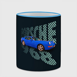 Кружка 3D Немецкая спортивная машина Porsche 968, цвет: 3D-небесно-голубой кант — фото 2