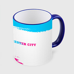 Кружка 3D Leicester City neon gradient style по-горизонтали, цвет: 3D-синий кант