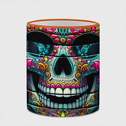 Кружка 3D Cool skull - graffiti ai art, цвет: 3D-оранжевый кант — фото 2