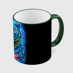 Кружка 3D Ледяной белый русский медведь, цвет: 3D-зеленый кант