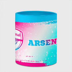 Кружка 3D Arsenal neon gradient style по-горизонтали, цвет: 3D-белый + небесно-голубой — фото 2