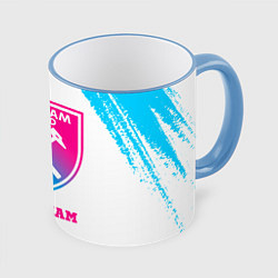 Кружка 3D West Ham neon gradient style, цвет: 3D-небесно-голубой кант