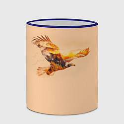 Кружка 3D Летящий орел и пейзаж на закате, цвет: 3D-синий кант — фото 2