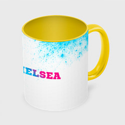 Кружка 3D Chelsea neon gradient style по-горизонтали, цвет: 3D-белый + желтый