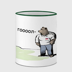 Кружка 3D Медведь: гооол, цвет: 3D-зеленый кант — фото 2