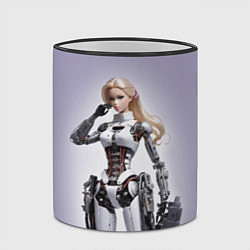 Кружка 3D Barbie cyberpunk - ai art fantasy, цвет: 3D-черный кант — фото 2