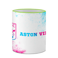Кружка 3D Aston Villa neon gradient style по-горизонтали, цвет: 3D-светло-зеленый кант — фото 2