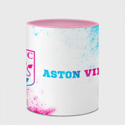 Кружка 3D Aston Villa neon gradient style по-горизонтали, цвет: 3D-белый + розовый — фото 2