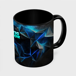 Кружка 3D Abiotic Factor логотип холодный фон, цвет: 3D-белый + черный