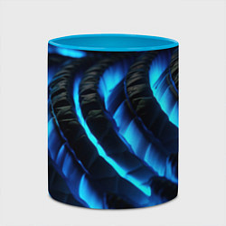 Кружка 3D Неоновая яркая геометрическая абстракция со светом, цвет: 3D-белый + небесно-голубой — фото 2