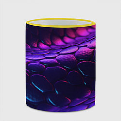 Кружка 3D Фиолетовая абстрактная текстура неоновая, цвет: 3D-желтый кант — фото 2