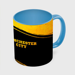 Кружка 3D Manchester City - gold gradient по-горизонтали, цвет: 3D-белый + небесно-голубой