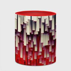 Кружка 3D Блоки-сталактиты с красной подсветкой, цвет: 3D-белый + красный — фото 2