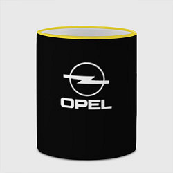 Кружка 3D Opel logo white, цвет: 3D-желтый кант — фото 2