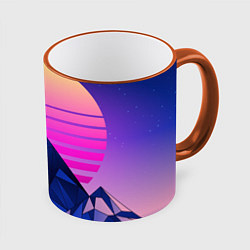 Кружка 3D Vaporwave неоновые горы, цвет: 3D-оранжевый кант