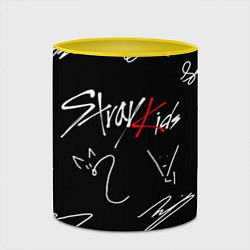 Кружка 3D Stray kids автографы лого, цвет: 3D-белый + желтый — фото 2