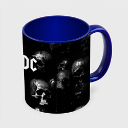 Кружка 3D AC DC - черные черепа, цвет: 3D-белый + синий