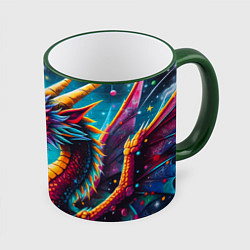 Кружка 3D Космический дракон - граффити, цвет: 3D-зеленый кант