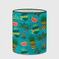 Кружка 3D Enjoy summer pattern - pineapple, цвет: 3D-зеленый кант — фото 2