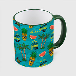Кружка 3D Enjoy summer pattern - pineapple, цвет: 3D-зеленый кант