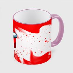 Кружка 3D Амонг ас красный огонь, цвет: 3D-розовый кант