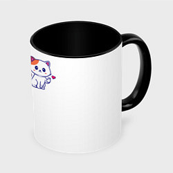 Кружка 3D Милый кот посылает любовь, цвет: 3D-белый + черный