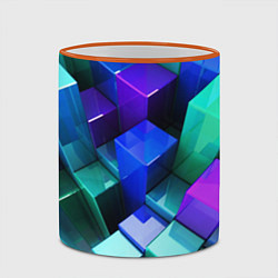 Кружка 3D Неоновые кубы текстура, цвет: 3D-оранжевый кант — фото 2