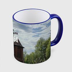 Кружка 3D Торопец Сторожевая башня, цвет: 3D-синий кант