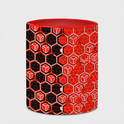 Кружка 3D Техно-киберпанк шестиугольники красный и чёрный, цвет: 3D-белый + красный — фото 2