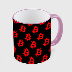 Кружка 3D Bitcoin red logo money, цвет: 3D-розовый кант