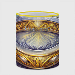 Кружка 3D Elden Ring лого и волшебное золотое кольцо, цвет: 3D-желтый кант — фото 2