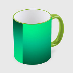 Кружка 3D Яркий зеленый градиентный комбинированный фон, цвет: 3D-светло-зеленый кант